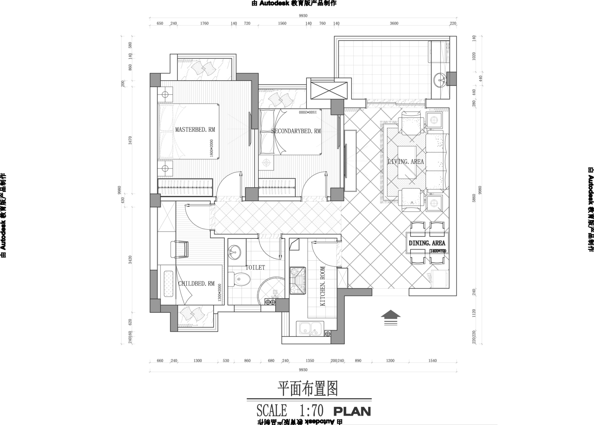 佳源紫金华府-三居室-88.00平米-装修设计
