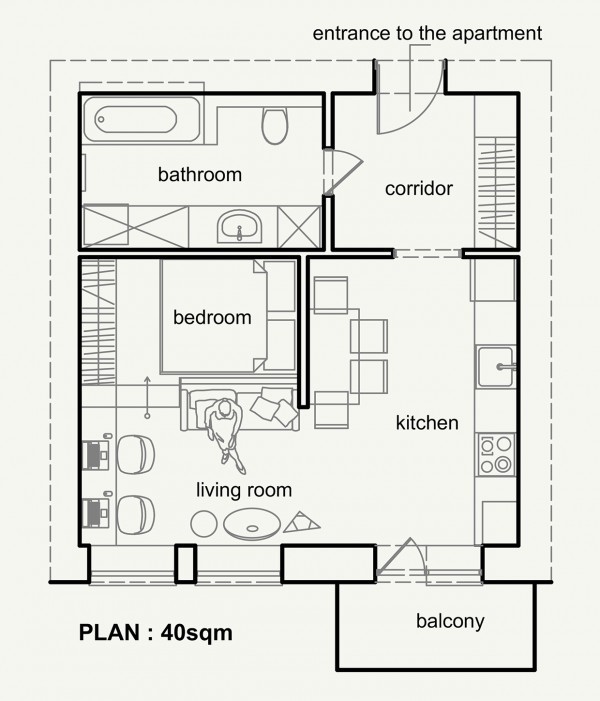50平米一居室几何形小公寓设计