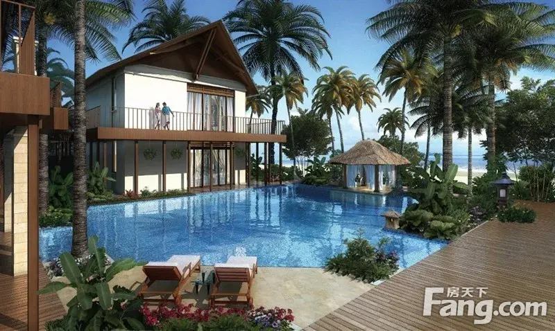 蓝天,大海,沙滩,椰树,别墅.