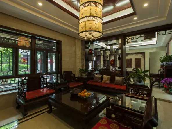 苏州清水湾中式风格别墅装修效果图_700平米230万装修设计案例-苏州房