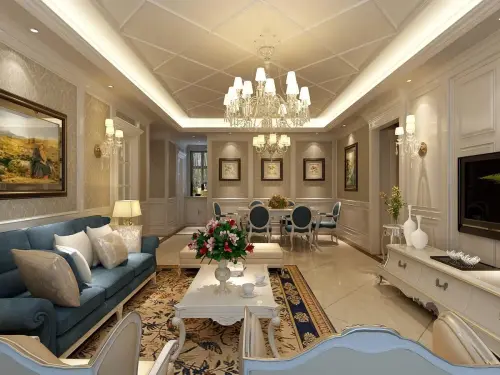 欧式风格,熙璟城简欧风格126平米四居室装修设计图片_样板间_实景图
