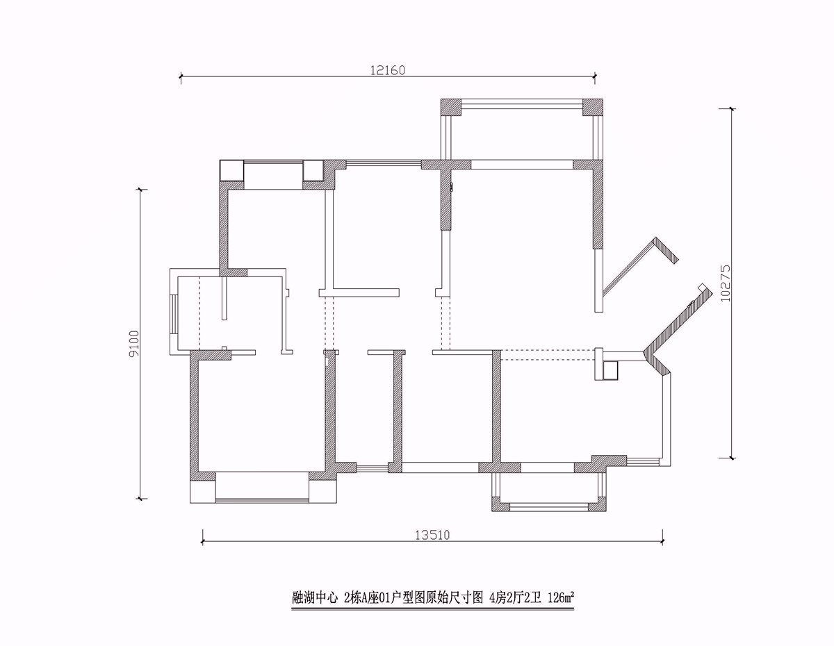 原始户型图带尺寸图片