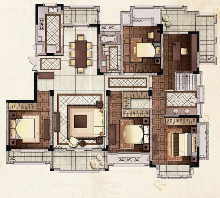 紫金伴山西式古典181平米四居室装修案例图