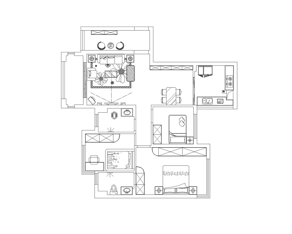 瀚林新城-三居室-99.00平米-装修设计