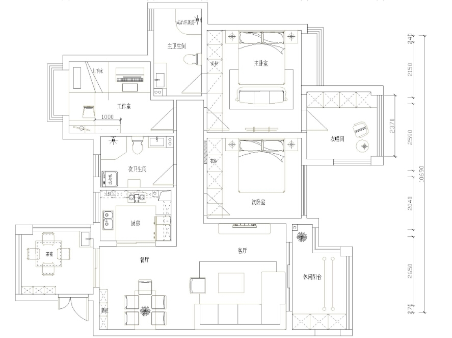 世纪城龙佑苑四居室新中式风格案例案例