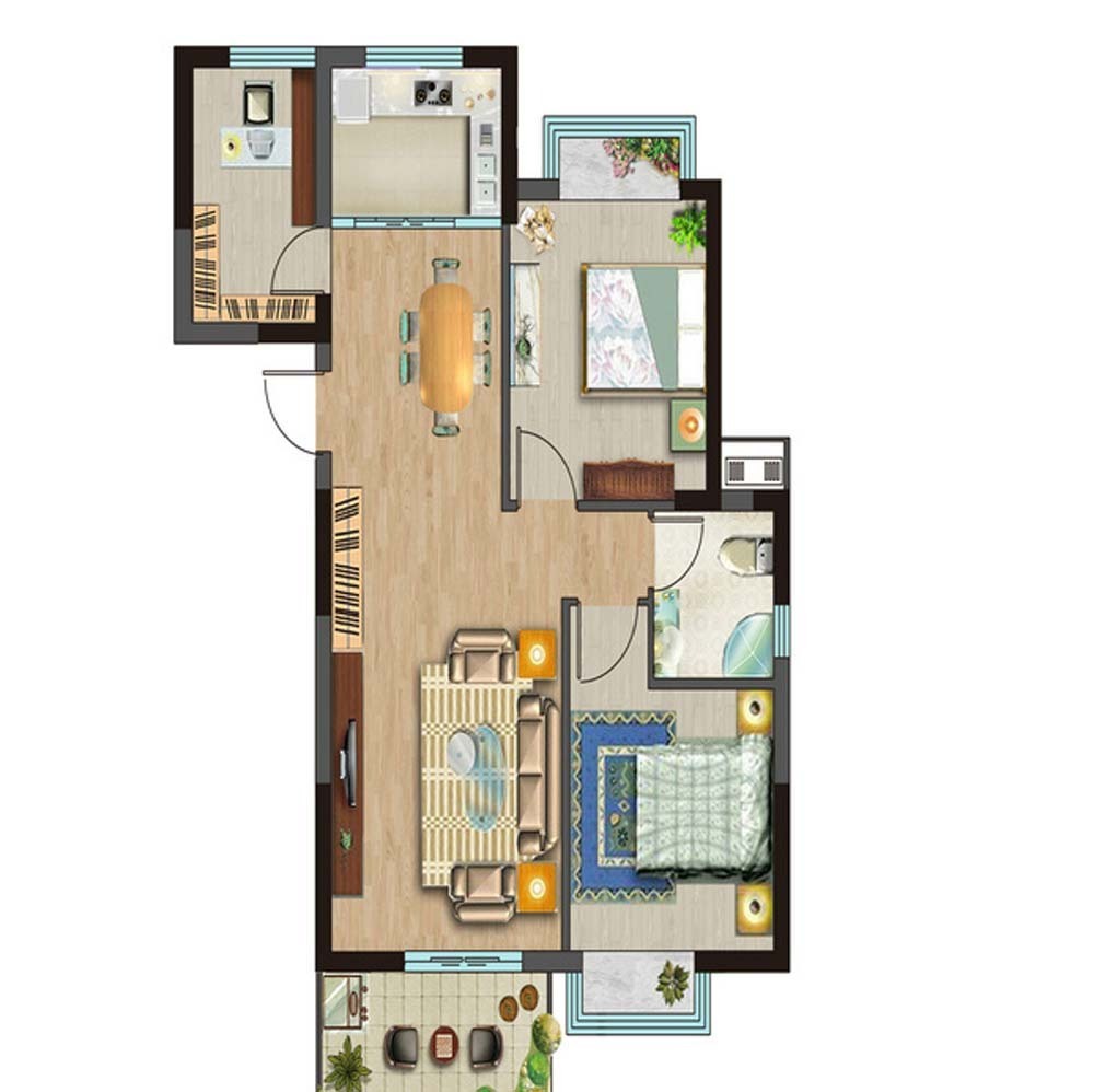 南大暖东-现代风格-三居室-88平米