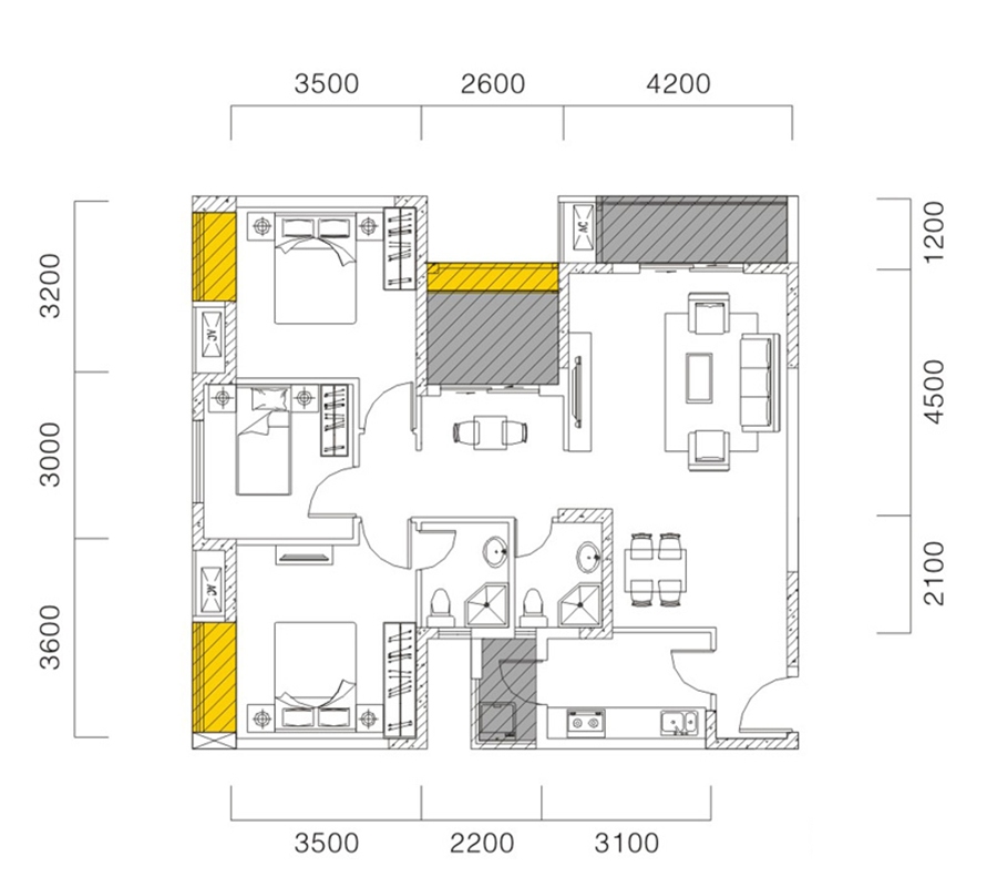 麦田国际社区-混搭风格-四居室装修效果图