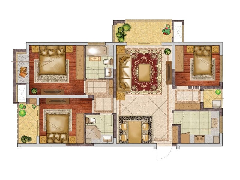 银亿东城-三居室-117.00平米-装修设计
