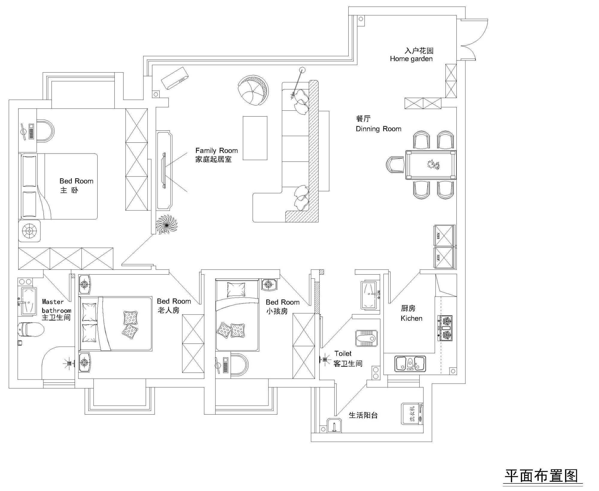 贵阳花果园R1区装修127平米三室现代风格
