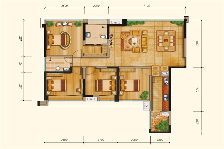 永立龙邸-138平米四居室-新中式