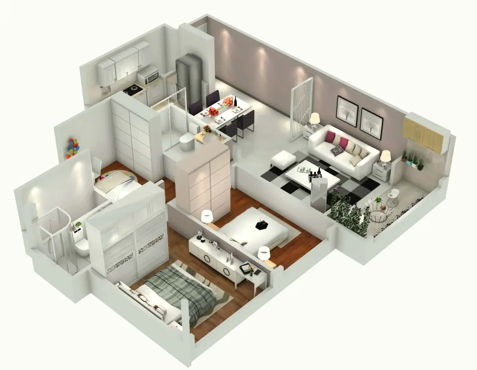 卓能雅苑90平米三居室现代风格装修效果图