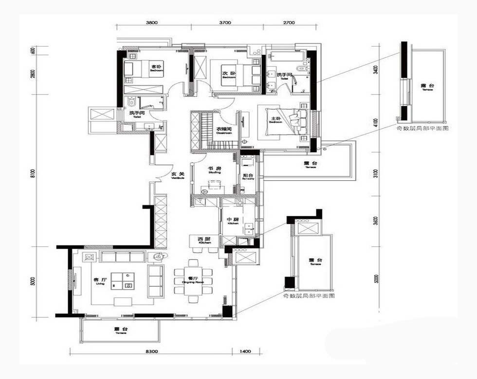 伍兹公寓-美式风格-五室两厅两卫