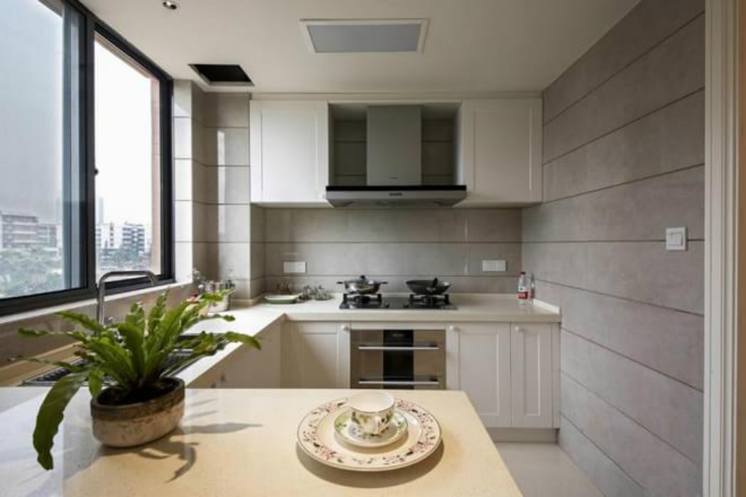 开放式厨房+清新色调！百平米现代美式3居
