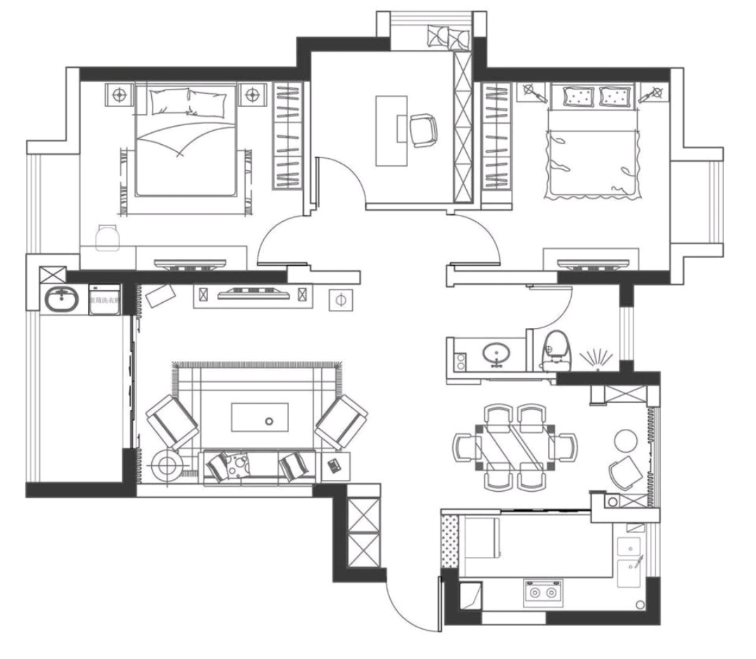 嘉逸花园-三居室-106.00平米-装修设计