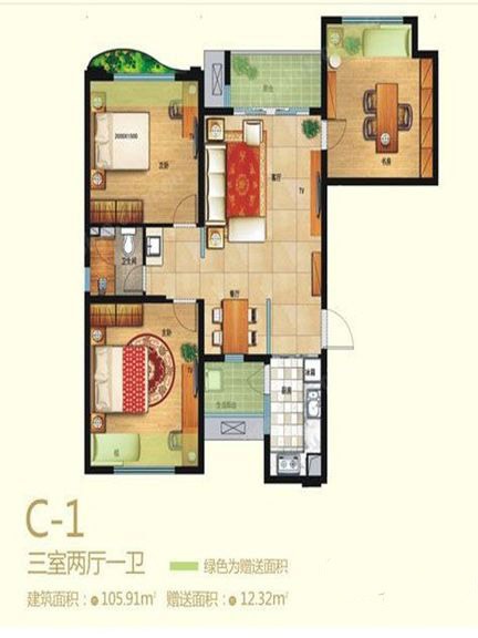 国宾中央区-三居室-古典风格