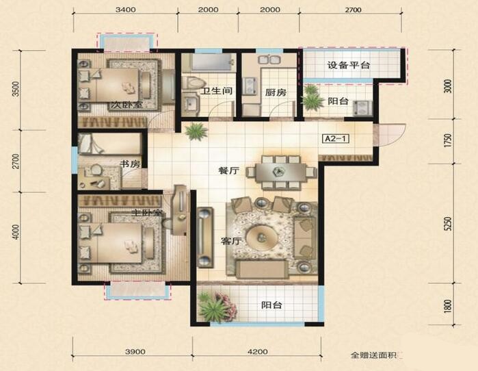 华冶翡翠湾三室两厅124平米简欧风格