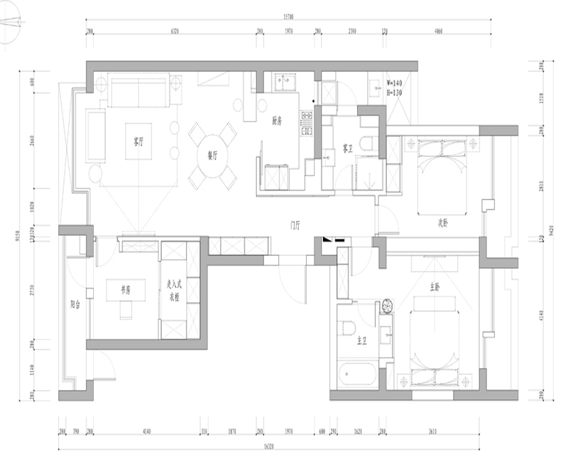 林景雅园-三居室-131.00平米-装修设计