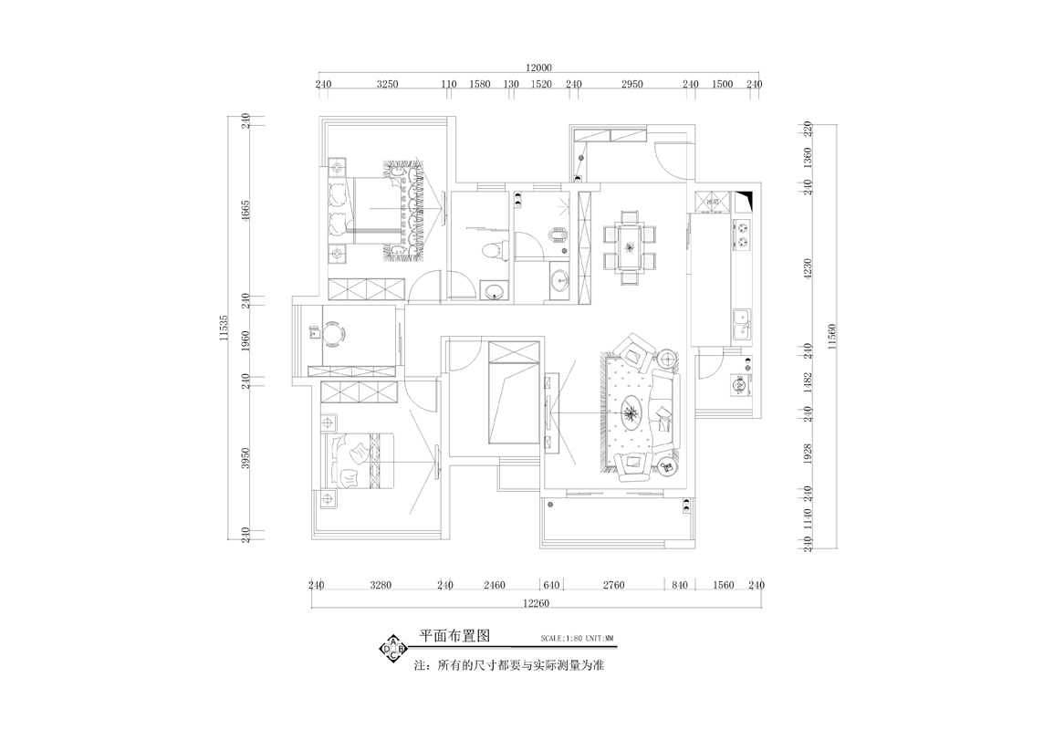 江宇世纪城-三居室-123.00平米-装修设计
