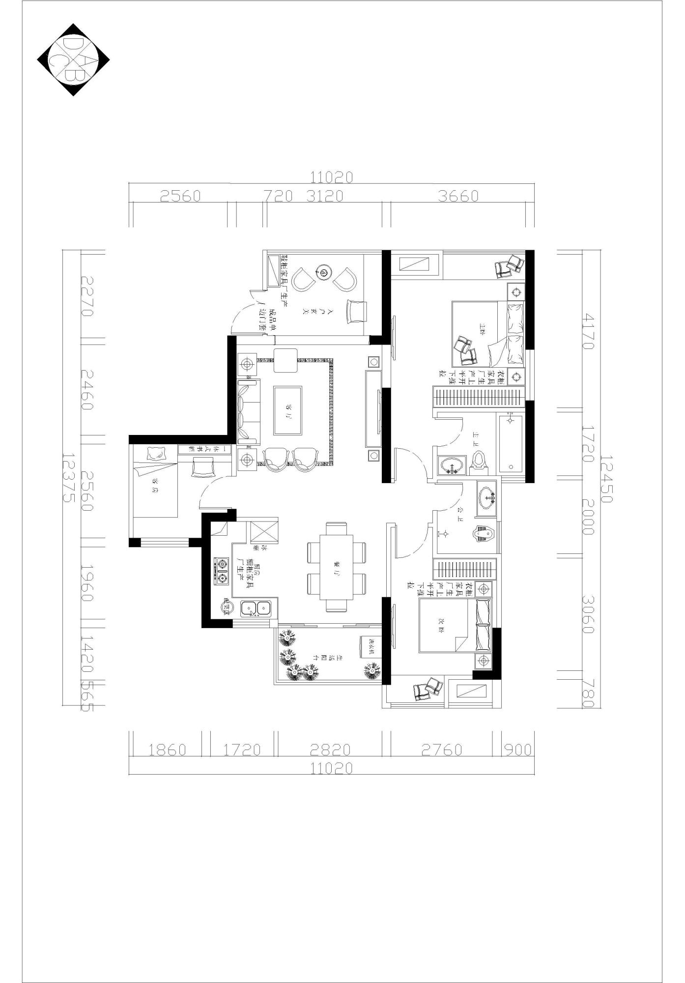 福满瑞园-三居室-108.00平米-装修设计