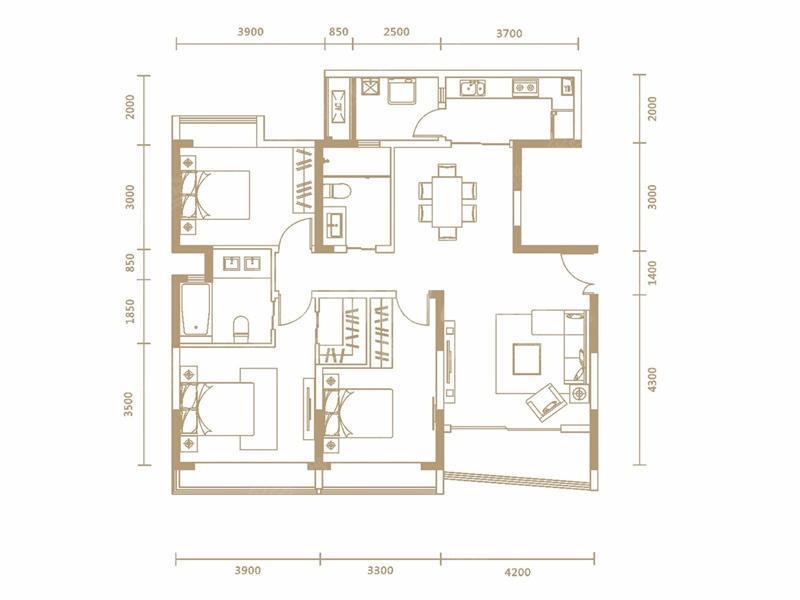 中环丰锦——131平米三居室现代风格装修案例