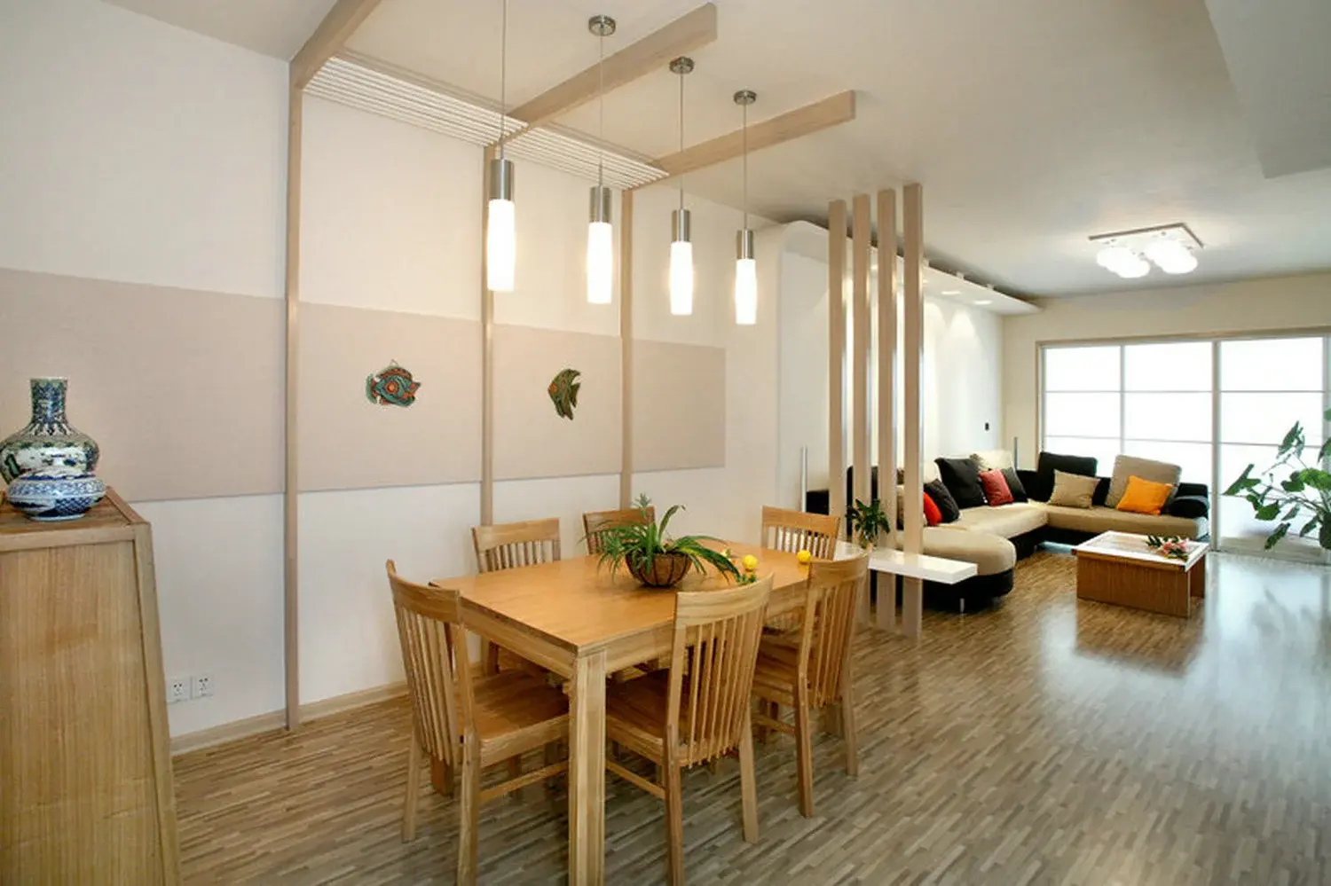 装修 遵义案例列表 案例详情 浅色木纹的修饰让空间有着和谐之美.